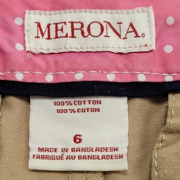 Soft Cotton Mid Rise Neutral Shorts Flat Front Chino  SZ 6 - Picture 7 of 7